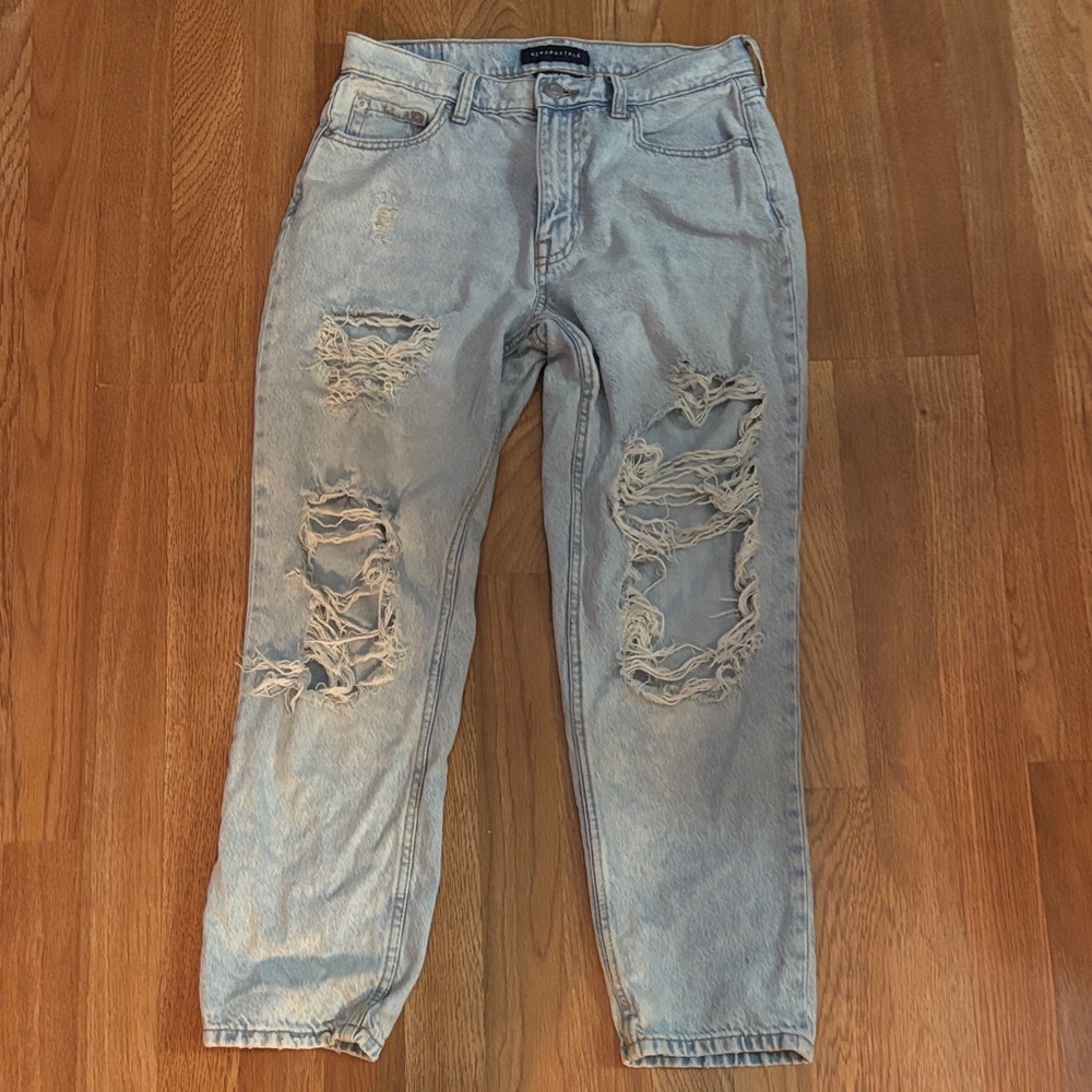 Aeropostale Light Blue Distressed Boyfriend Jeans